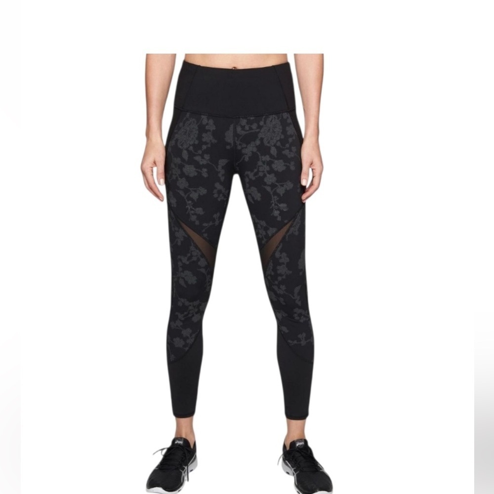 Athleta- Moonlight Precision 7/8 Black/Grey Floral Tights- S - Picture 8 of 8